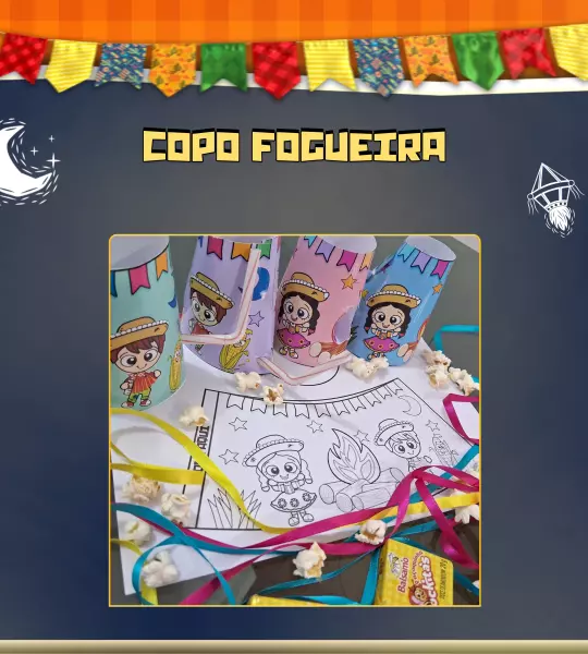 Copo Fogueira – Lembrancinha e Decoração Junina para Imprimir