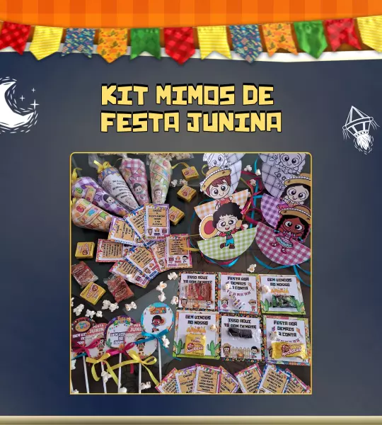 Kit Mimos de Festa Junina – Cones, Tags, Cartões e Caipiras Dançantes