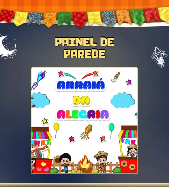 Painel de Parede Junino – Decoração para Sala de Aula e Festas